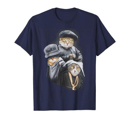 Hug Life Cat Designs Black Unisex Adult Classic Fit Modern Classic Cartoon Life T-Shirt