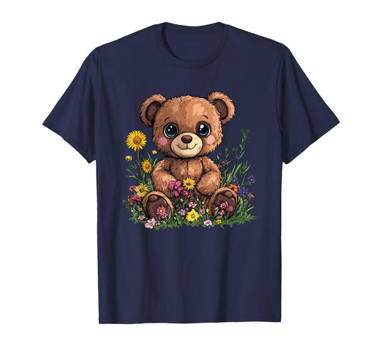 Cute Teddy Bear With Flowers T-Shirt