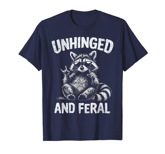 Raccoon Unhinged And Feral Retro Funny Trash Panda T-Shirt