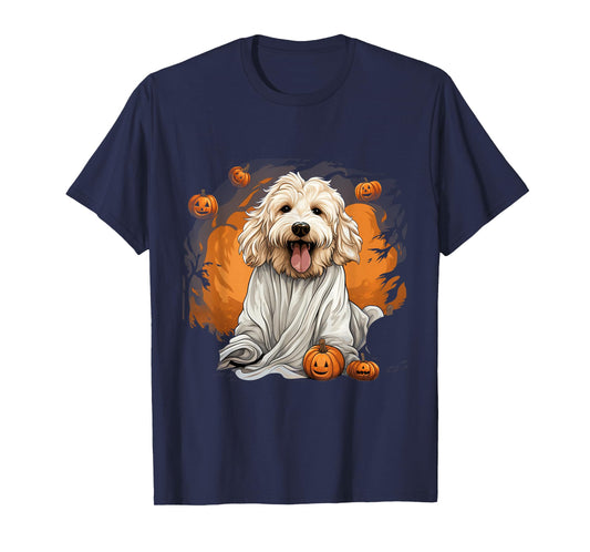 Goldendoodle Dog Ghost Funny Halloween Pumpkin For Dog T-Shirt