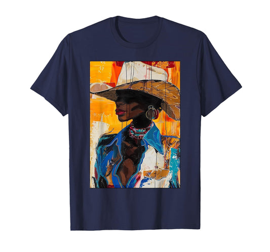 Black Cowgirl African American Melanin Western Rodeo Cowboy T-Shirt