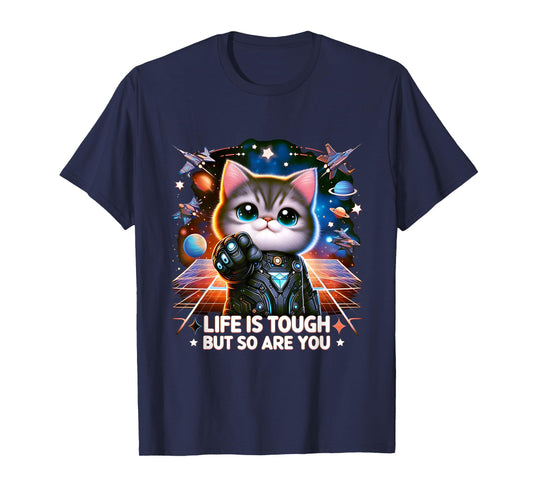 Life is Tough But So are You - Motivational Funny Cute Cat T-Shirt