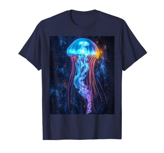 Cosmic Jellyfish Bioluminescent Art T-Shirt