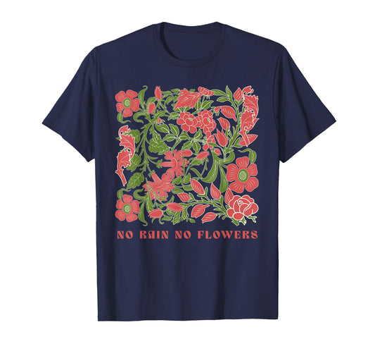 Retro Flowers Women's Spring Tops No Rain No Flowers T-Shirt