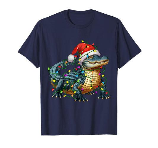 Alligator Santa Christmas Tree Lighting Xmas Funny T-Shirt