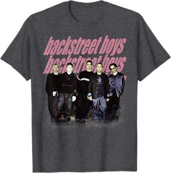 Backstreet Boys โ Group Photo Repeat Logo Dark Heather Grey T-Shirt