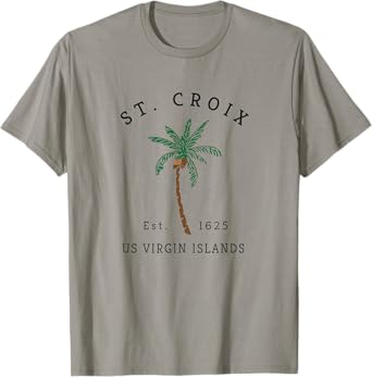 St. Croix USVI Colorful Palm Tree Retro Novelty Art T-Shirt