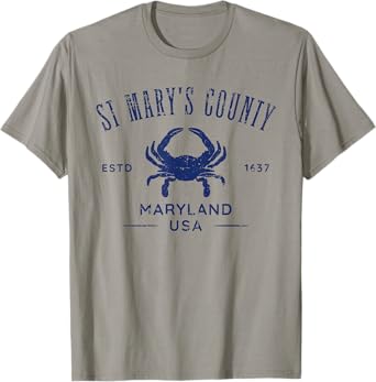 St Mary's County Maryland USA Crab Distressed Design T-Shirt