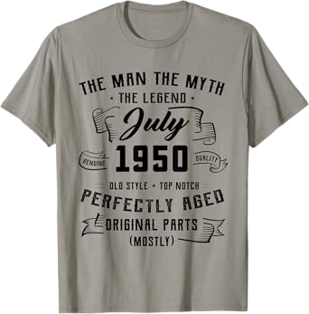 Man Myth Legend July 1950 75th Birthday Tee 75 Years Old T-Shirt