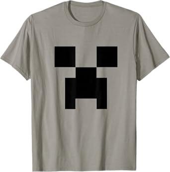 Minecraft Minimalist Big Creeper Face Pixel T-Shirt