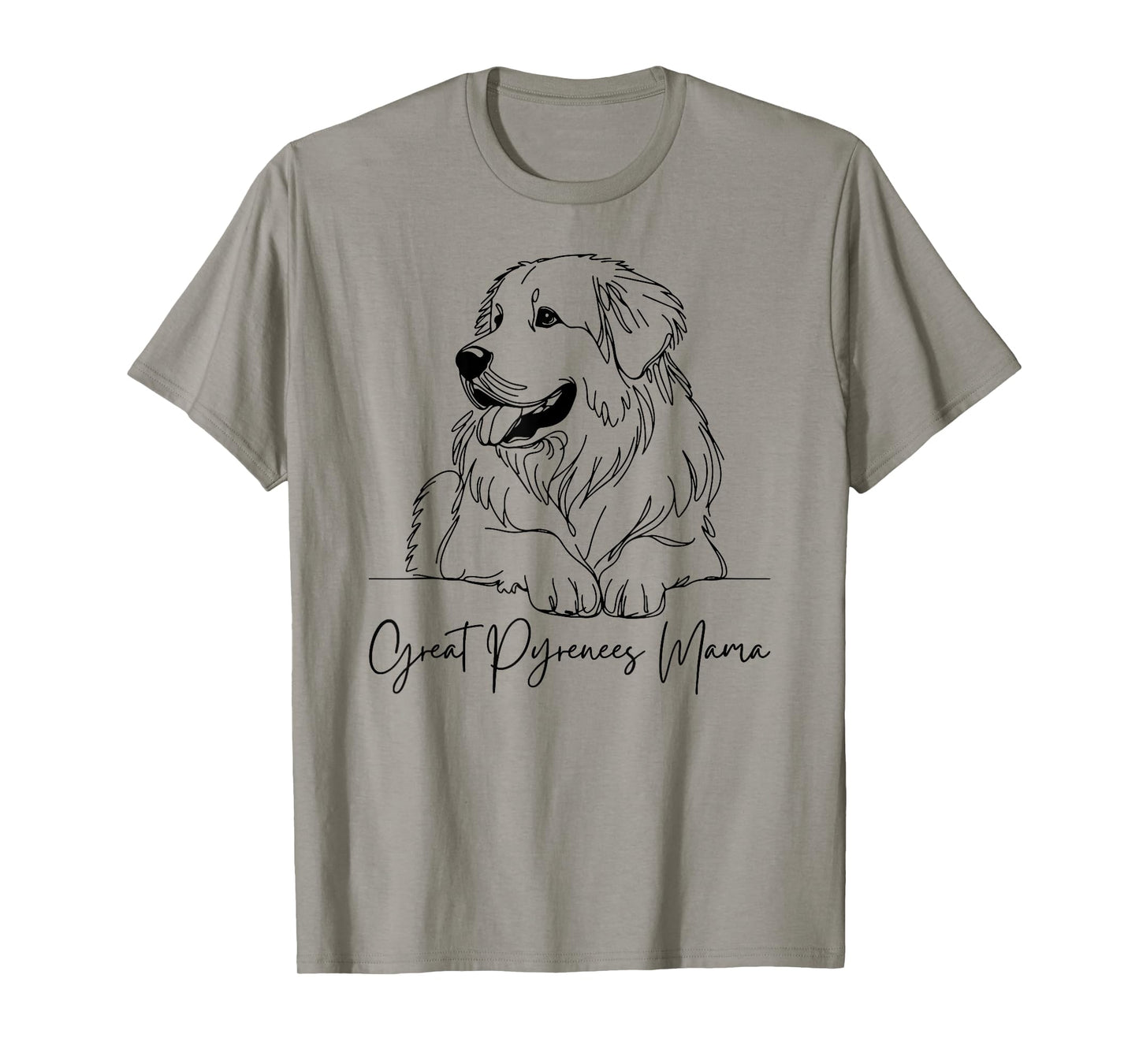 Great Pyrenees Mama Great Pyrenees Mom Cute Dog Line Art T-Shirt