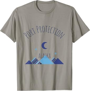Port Protection Alaska Outdoors Blue Mountains Stars Moon T-Shirt