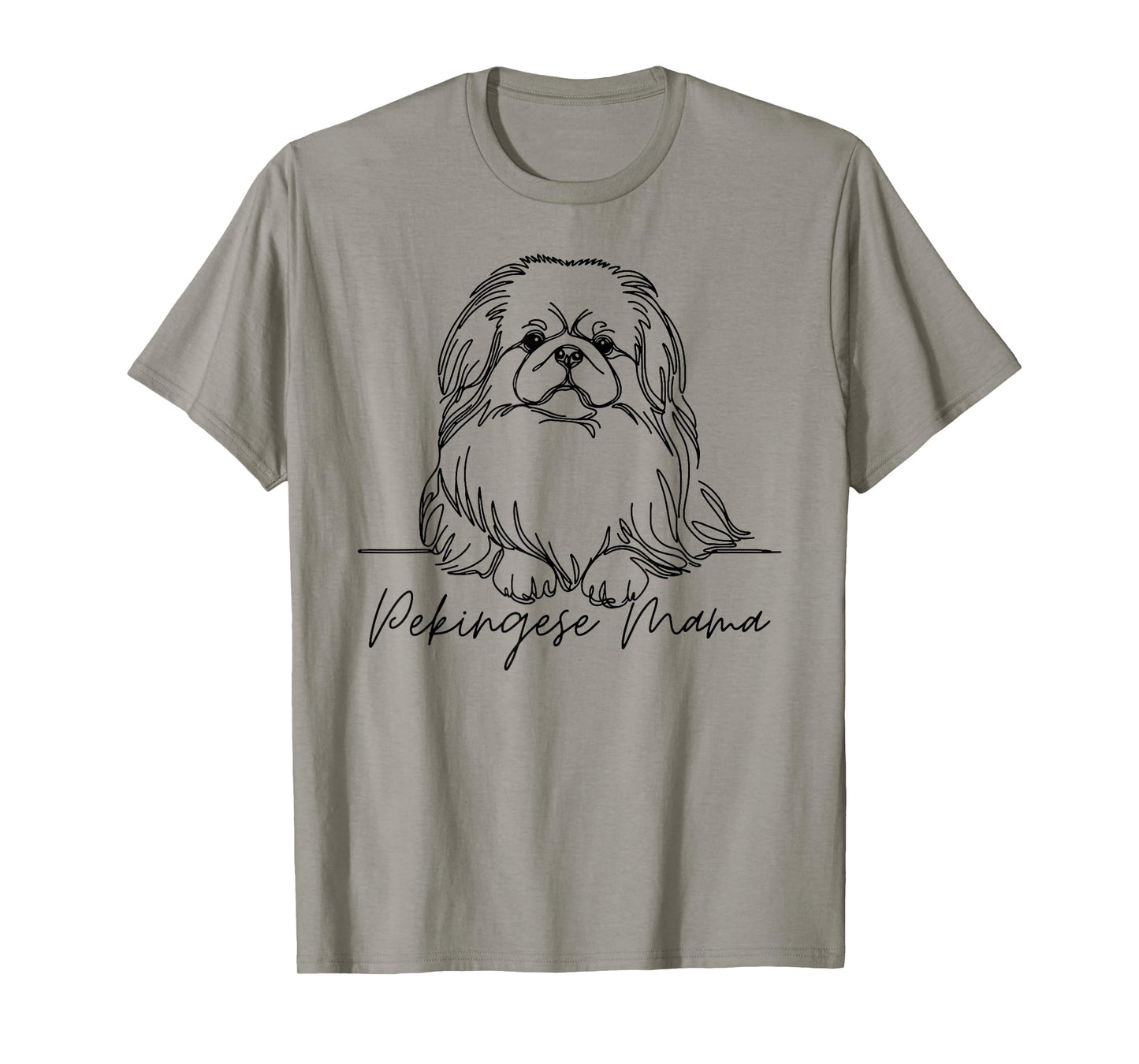 Pekingese Mama Pekingese Mom Cute Line Art Dog Artistic T-Shirt