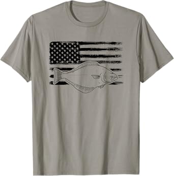 Grunge Halibut USA Distressed Plaice Sanddab Flounder T-Shirt
