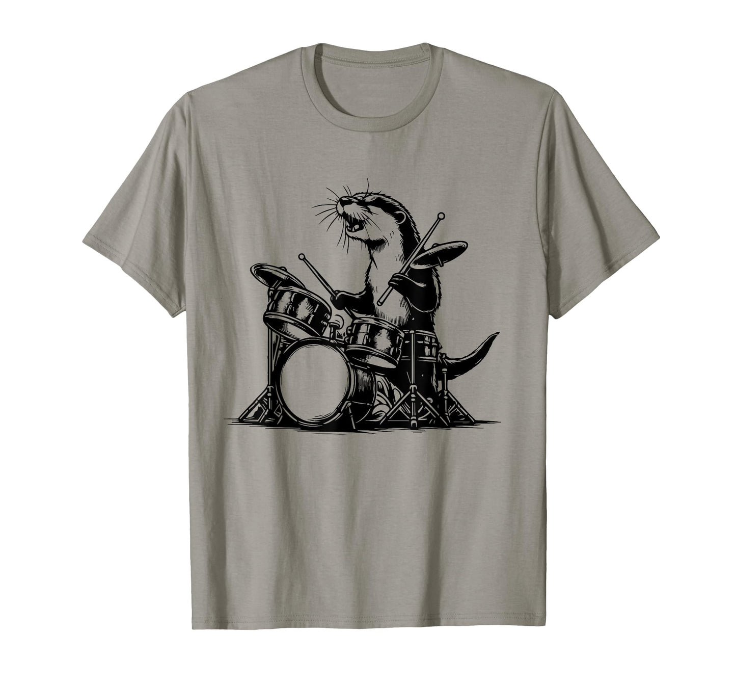 Otter Drummer Rock Retro Drummer Sea Otter Playing Drums T-Shirt
