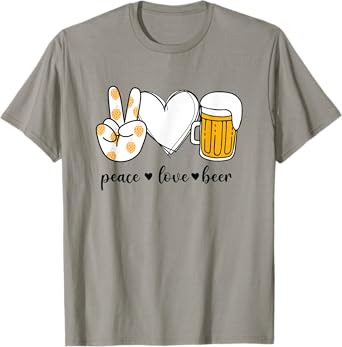 Peace Love Beer Peace Hand Sign Beer Lover T-Shirt