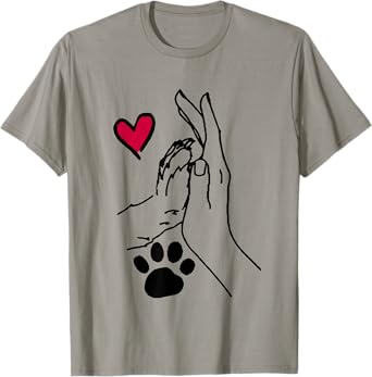 Human And Dog Or Cat Paw High Five Dog Human Friendship T-Shirt