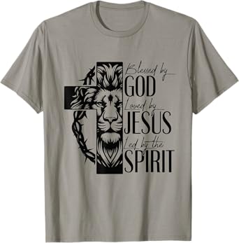 Lion Blessed by god loved by jesus led by the spirit T-Shirt