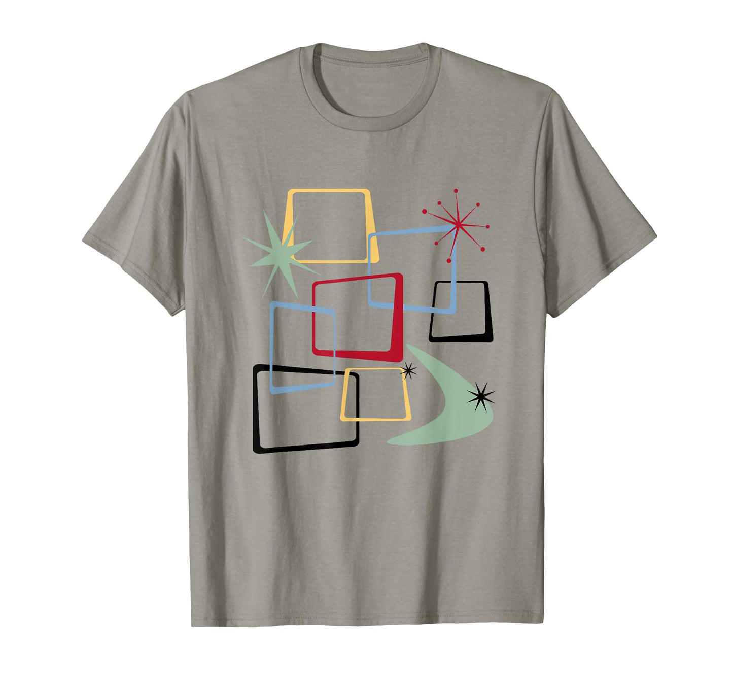 Retro Atomic Squares Stars And Boomerang Mid Century Modern T-Shirt
