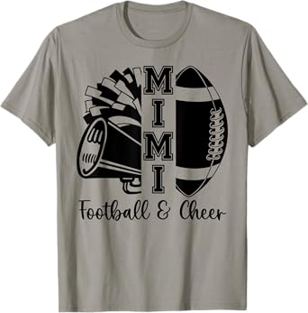 Football Cheer Mimi Grandma High School Cheerleader Pom Pom T-Shirt