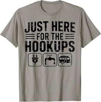 Just Here for the Hookups Funny Camping Rv Camper Motorhome T-Shirt