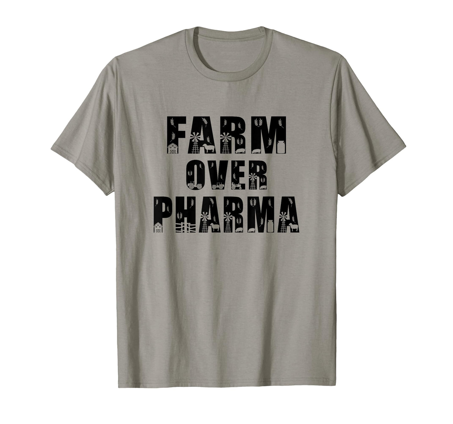 Farm Over Pharma Vegetable Tee T-Shirt, Small, Grey