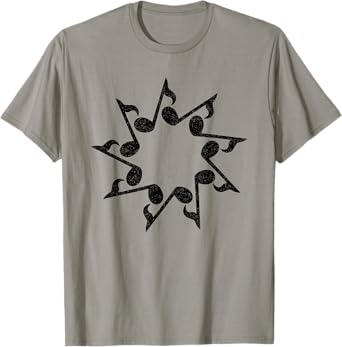 Music Notes Nine Pointed Star - Vintage Style Baha'i Tee T-Shirt