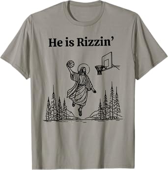 He Is Rizzin Funny Basketball Retro Christian Religious Tee T-Shirt