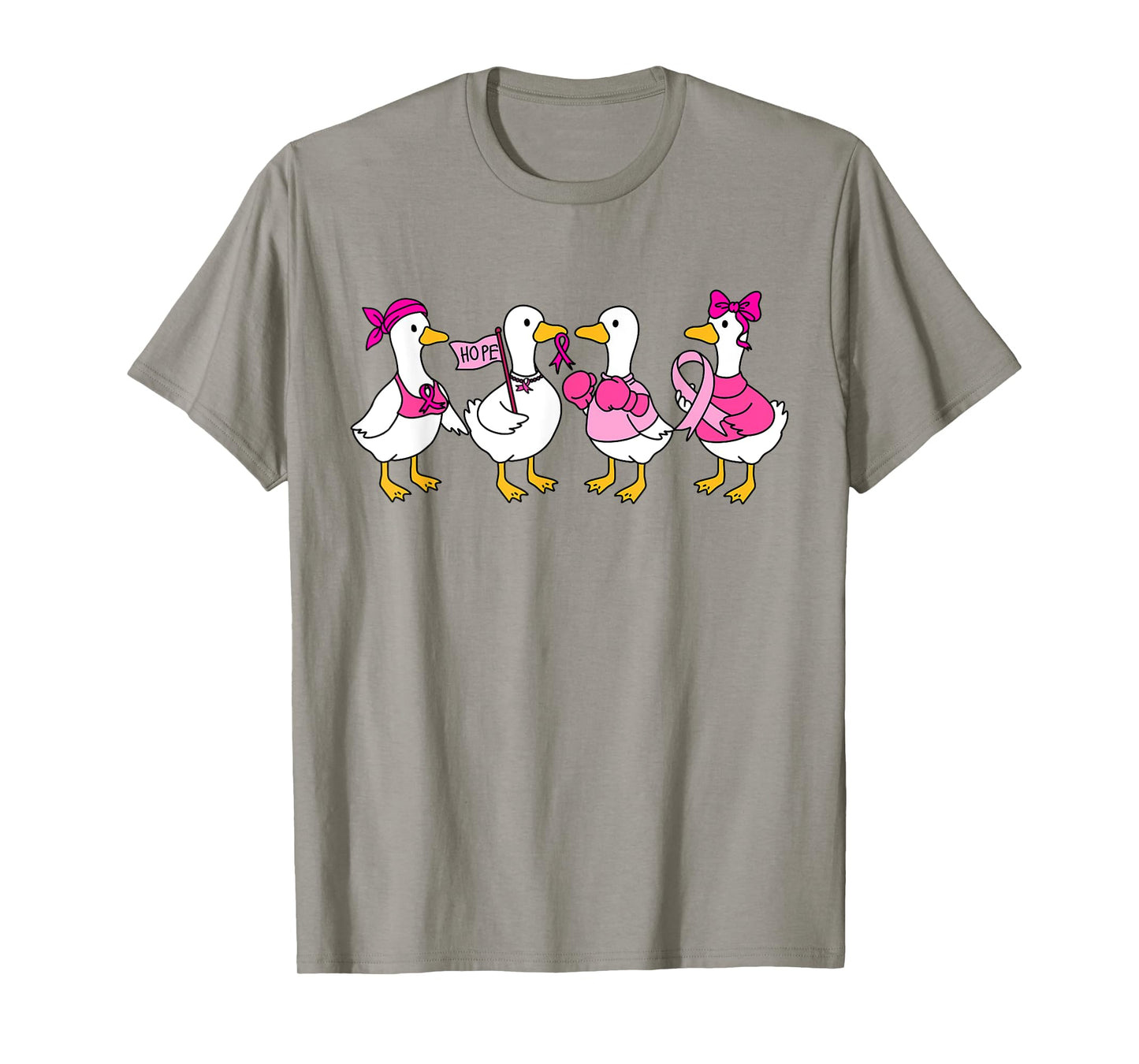 Breast Cancer Awareness in October We Wear Pink Goose Bow T-Shirt