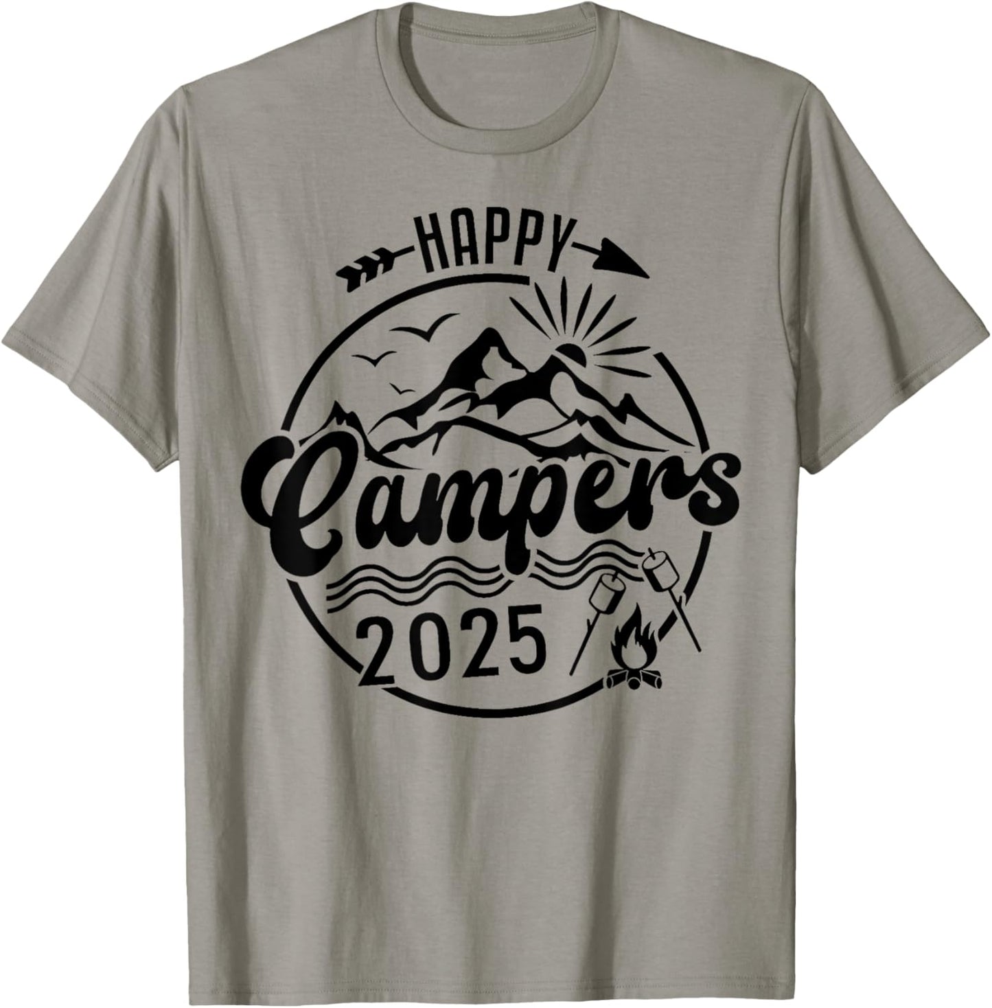 Happy Campers 2025, Friends Camping Adventures In Outdoors T-Shirt