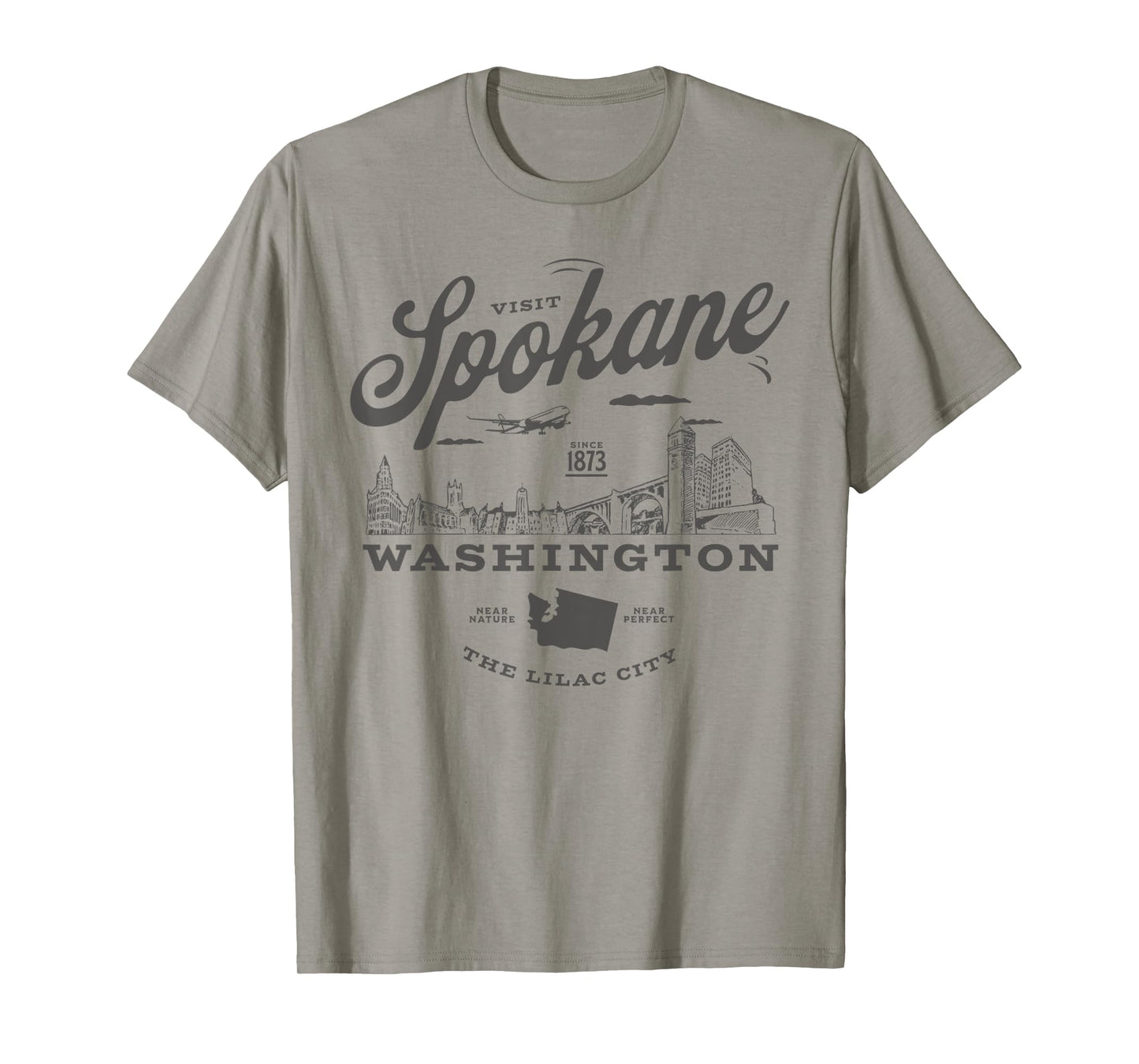 Visit Spokane Washington Since 1873 Vintage Skyline T-Shirt