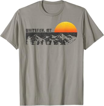 Retro Whitefish Montana Mountain Sunset Winter T-Shirt T-Shirt