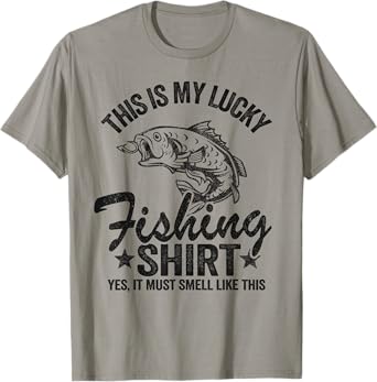 Bass Fishing Jokes Humor Fisherman This Is My Lucky Fishing T-Shirt