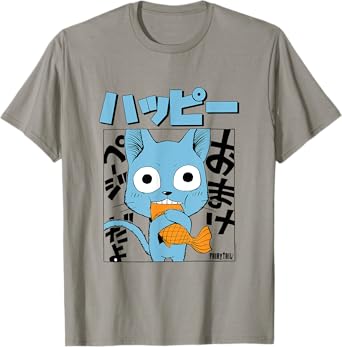 Fairy Tail Manga Happy Eating Fish T-Shirt
