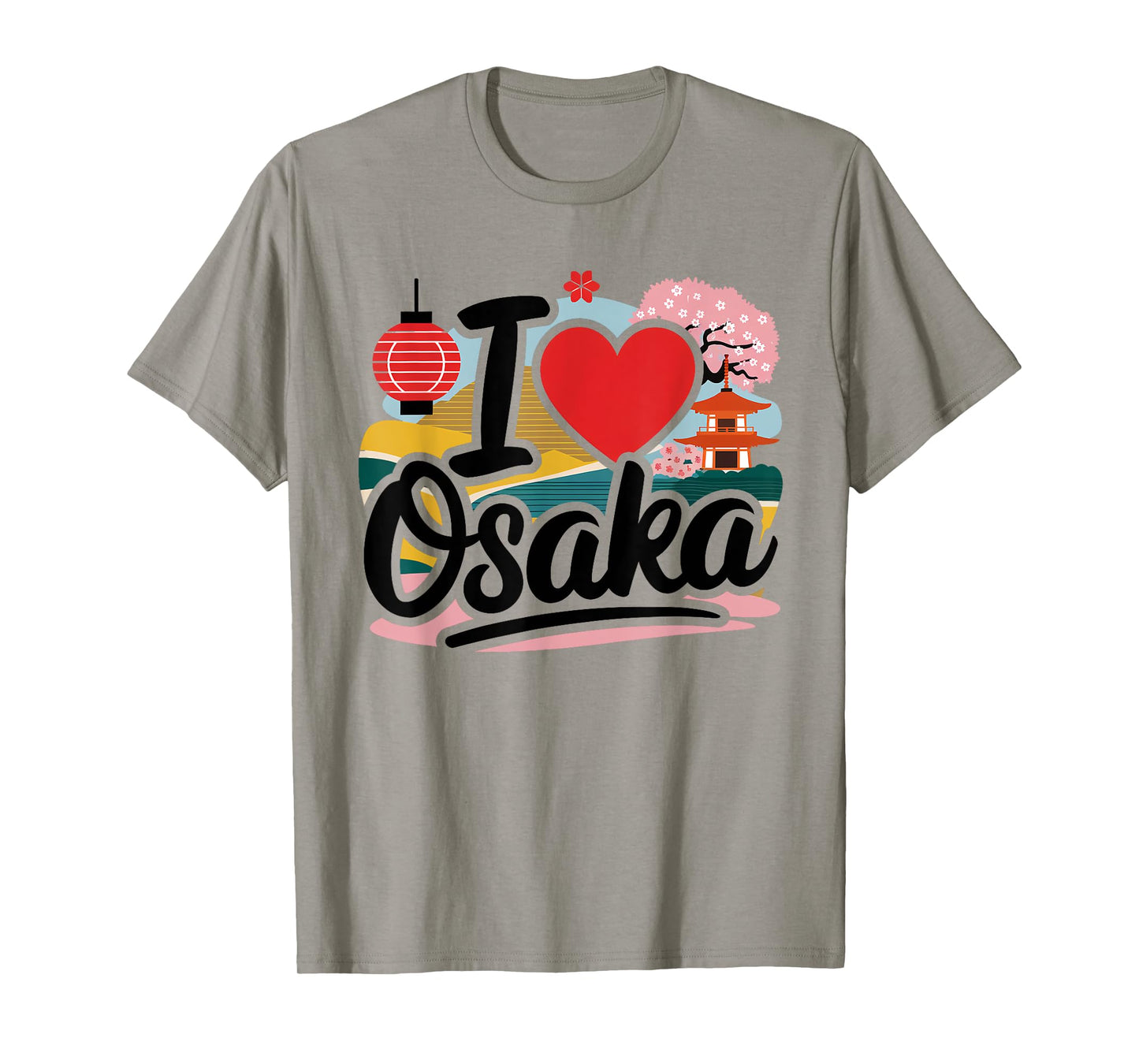 I Love Osaka Japan Sakura Japanese Cherry Blossom Temple T-Shirt