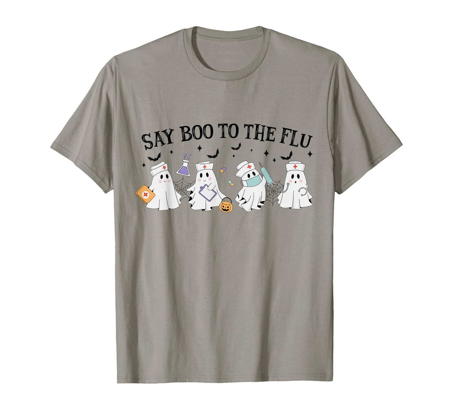 Retro Nurse Ghost Halloween Vaccine Say Boo to The Flu T-Shirt