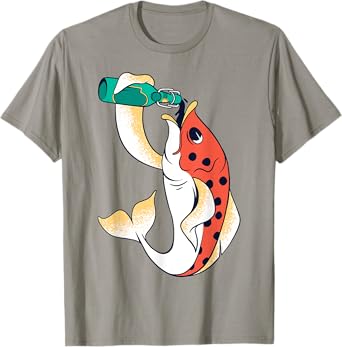 Fish Drinking Beer Funny Fishing and Drinking Lover Design T-Shirt