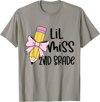Lil Miss 2nd Grade Coquette Bow Pencil Back to School Girls T-Shirt