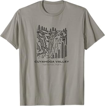 Tout Wear Cuyahoga Valley National Park Unisex-Adults, Kids Grey Cotton 60%, Polyester 40% Short Sleeve Classic Fit Graphic T-Shirt Small