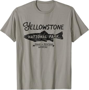 Yellowstone National Park Retro Trout Fishing Graphic T-Shirt
