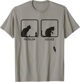 Problem Solved Funny Sarcastic Cat Graphic T-Shirt