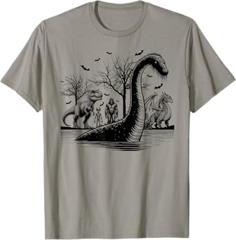 Halloween party bigfoot alien meet loch Ness dragon spooky T-Shirt