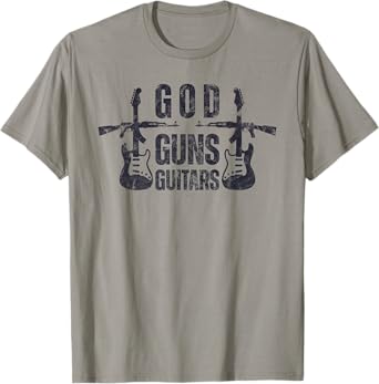 God Guns Guitar Funny Christian Guitar Lover T-Shirt