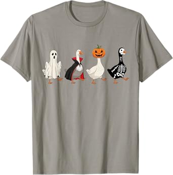 Spooky Halloween Silly-Goose Pumpkin Ghost Treat or Trick T-Shirt