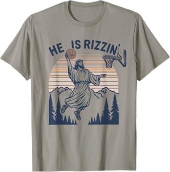 Vintage Christian Faith Jesus Basket Ball He Is Rizzin' T-Shirt