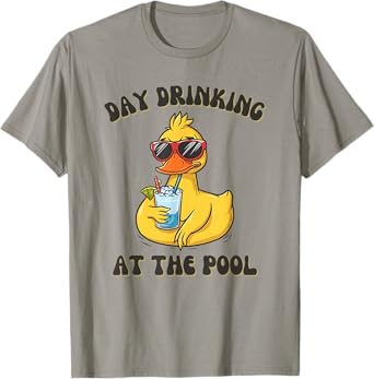 Funny Duck Swimming Pool Vacation Day Drinking At The Pool T-Shirt