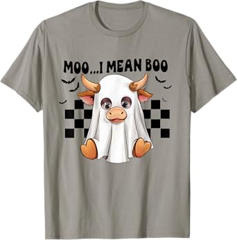 Moo I Mean Boo Ghost Cow Funny Halloween Costume Cow Lover T-Shirt