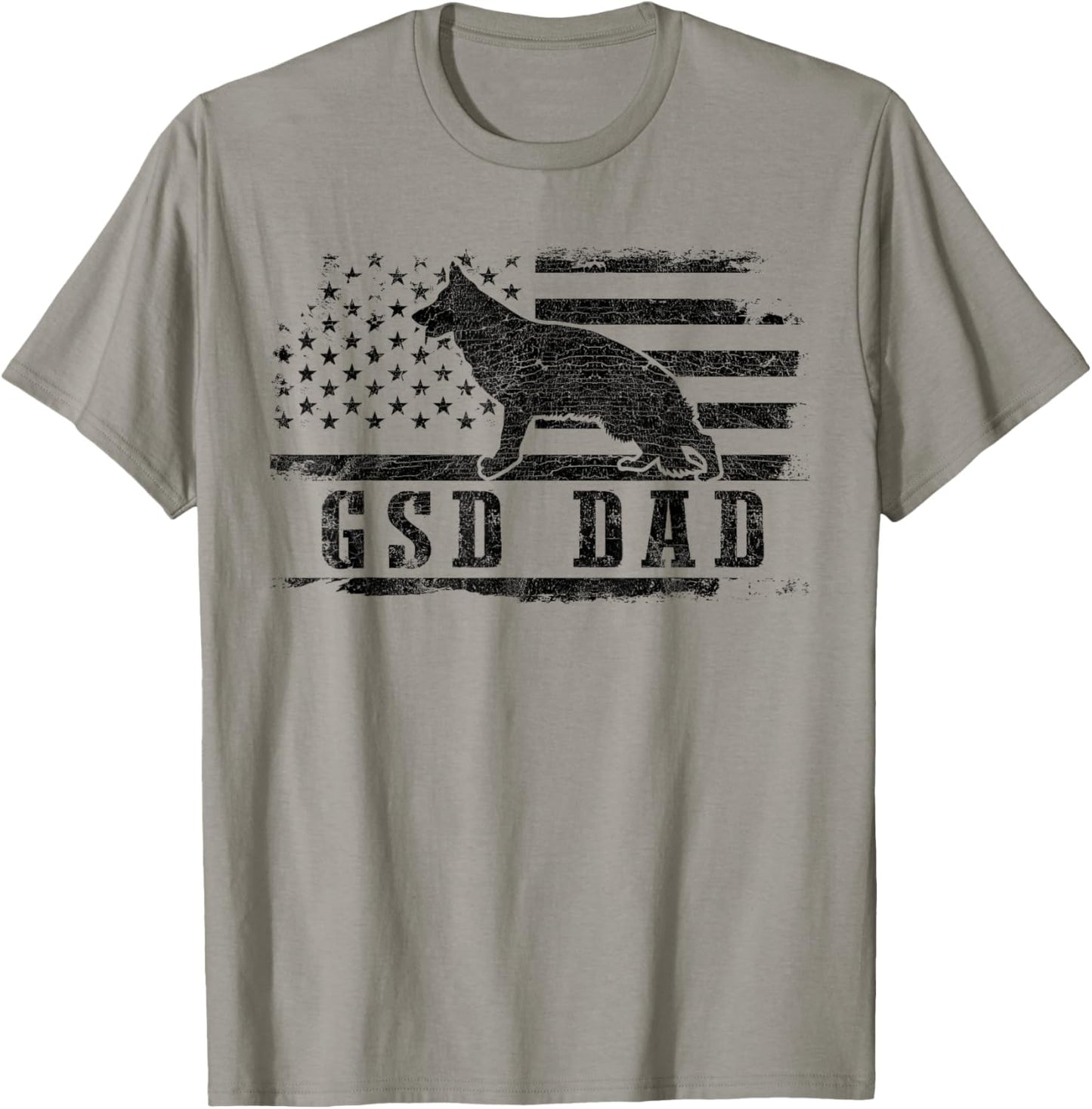 GSD Dad Distressed American Flag German Shepherd Dog T-Shirt