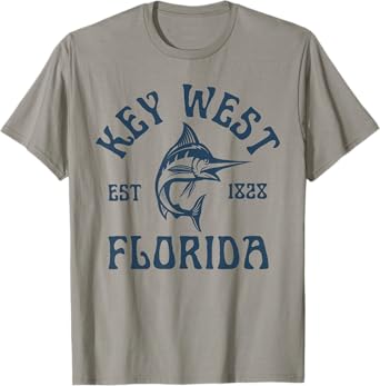Key West Florida Fishing Marlin Travel Keys Fish Beach Men Women Kids T-Shirt