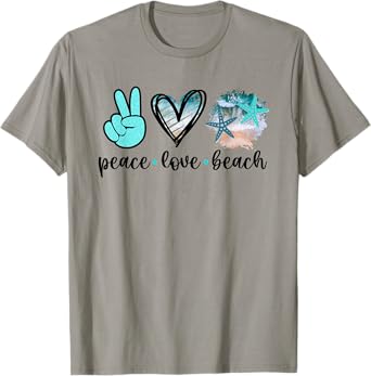 Peace Love Beach - Summer Hippie Ocean Vacation Sun Seaside T-Shirt